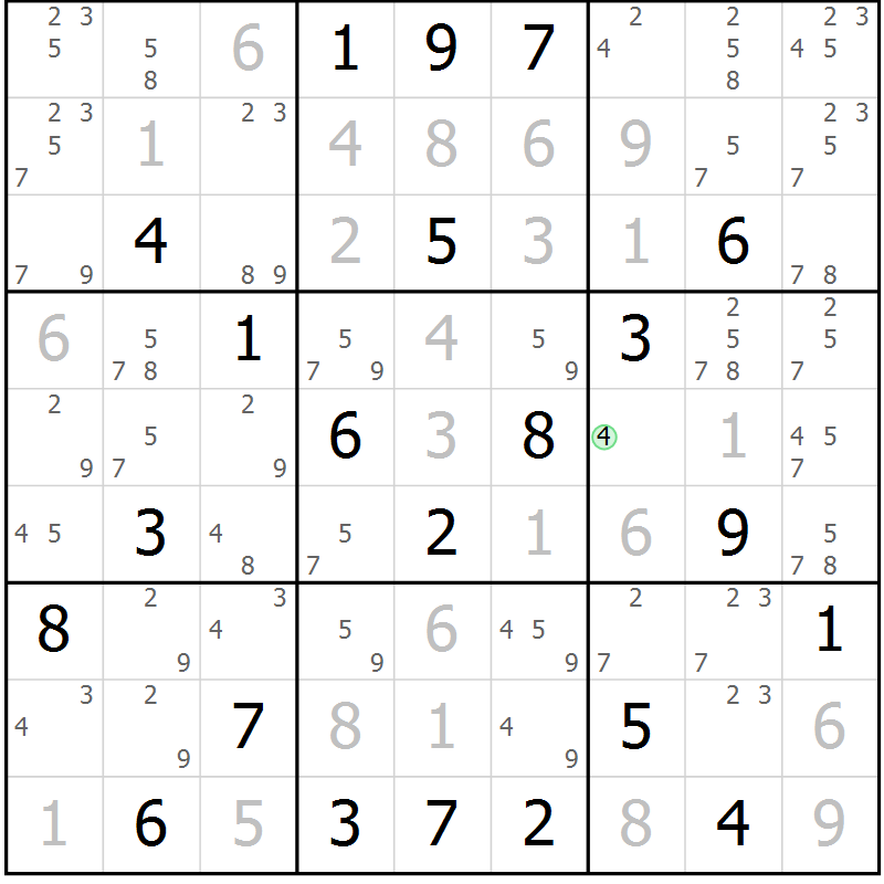Position des candidats pour la solution de la Gr 29 page 32 du magazine de sudoku Maestro n° 087