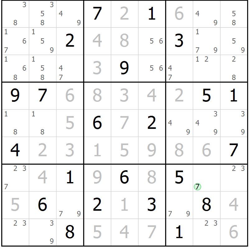 Position des candidats pour la solution de la Gr 3 page 6 du magazine de sudoku Maestro n° 087