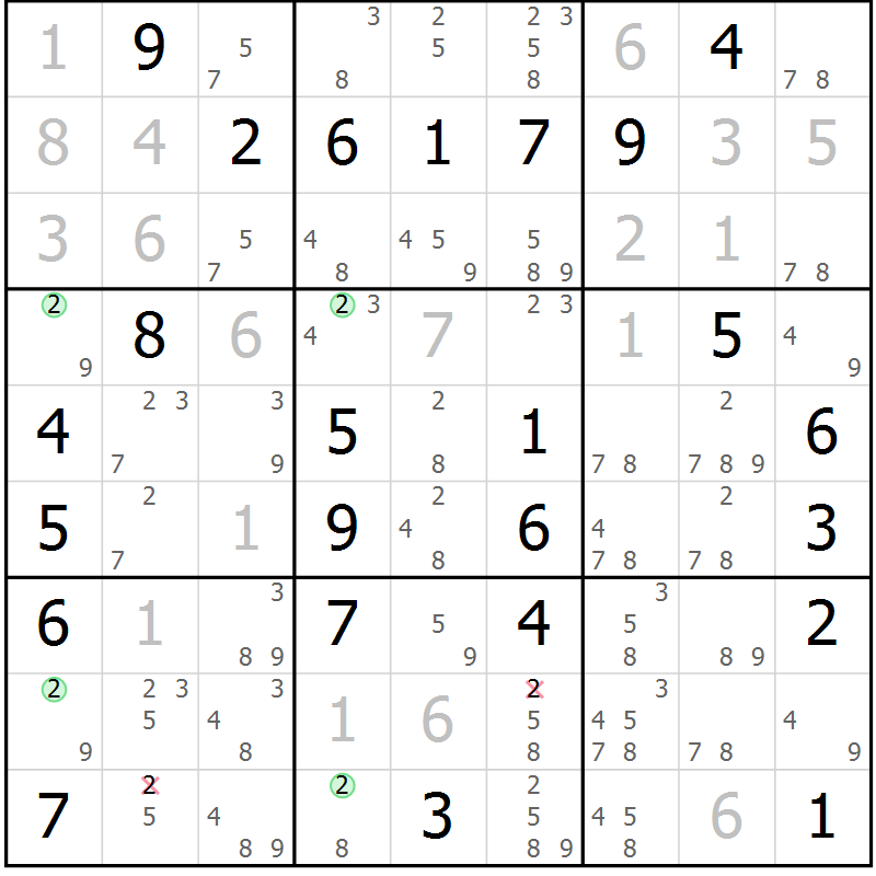 Position des candidats pour la solution de la Gr 30 page 33 du magazine de sudoku Maestro n° 087
