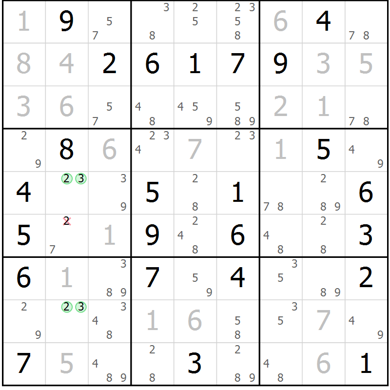 Position des candidats pour la solution de la Gr 30 page 33 du magazine de sudoku Maestro n° 087