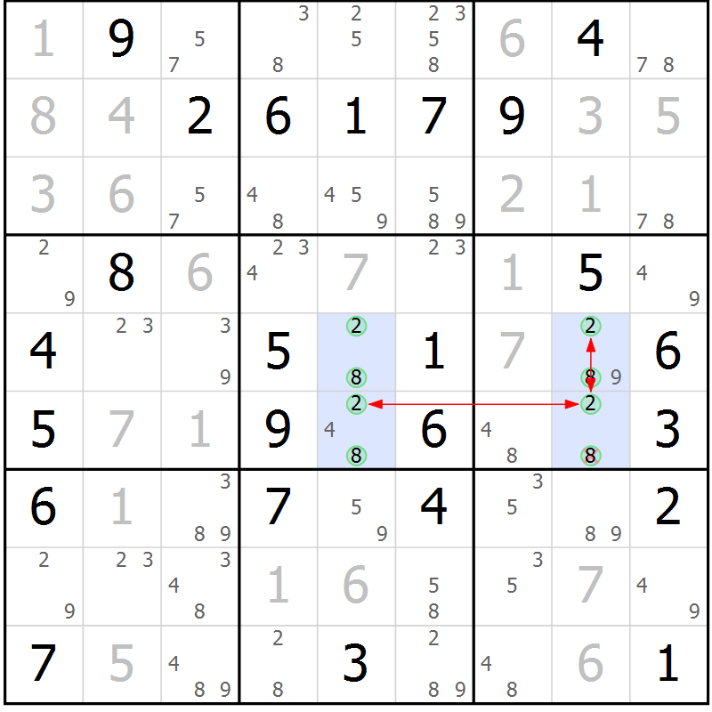 Position des candidats pour la solution de la Gr 30 page 33 du magazine de sudoku Maestro n° 087