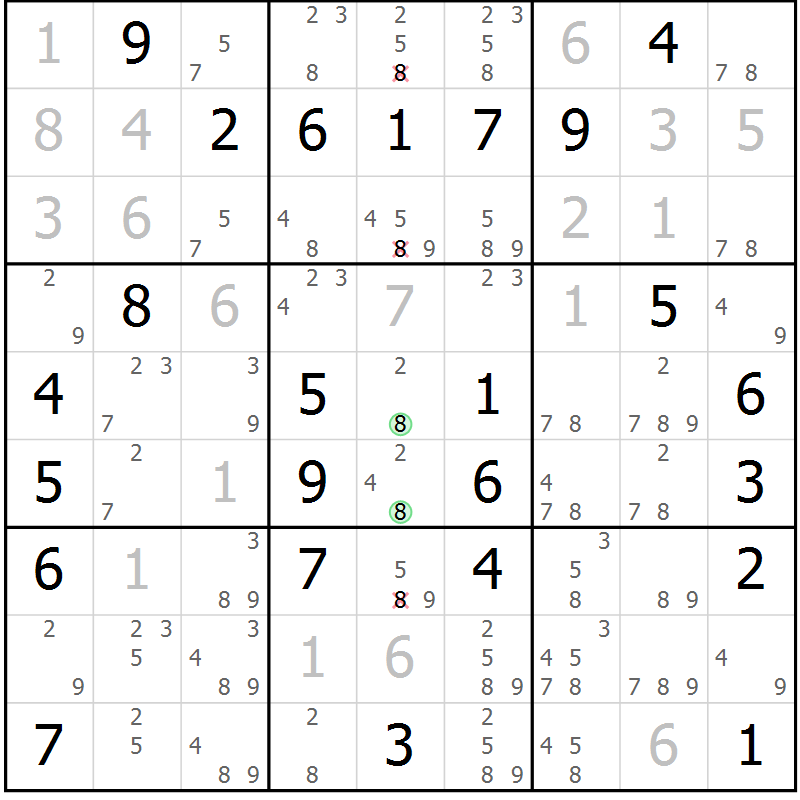 Position des candidats pour la solution de la Gr 30 page 33 du magazine de sudoku Maestro n° 087