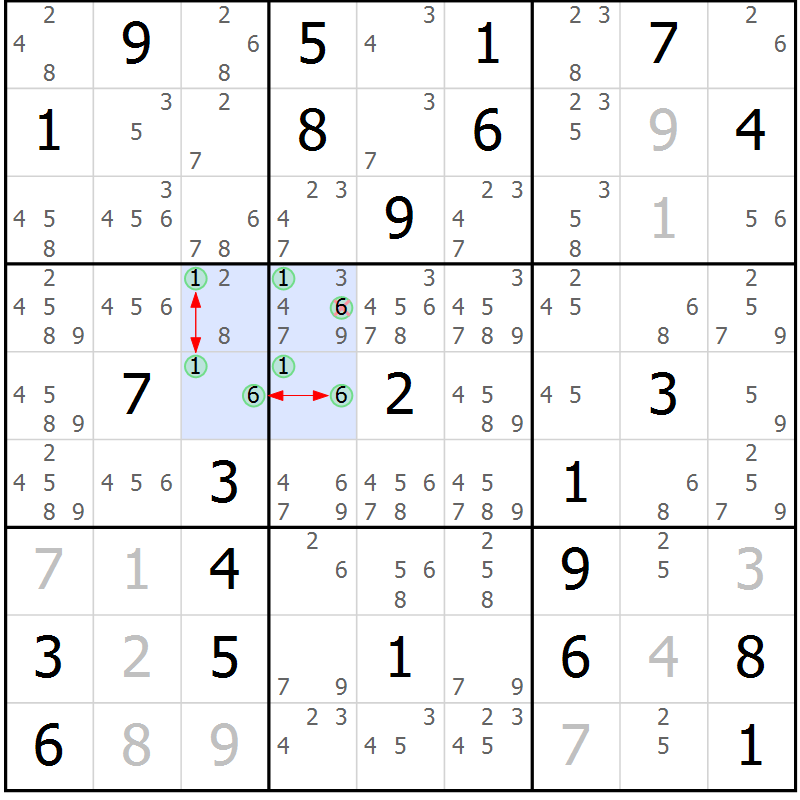 Position des candidats pour la solution de la Gr 31 page 34 du magazine de sudoku Maestro n° 087