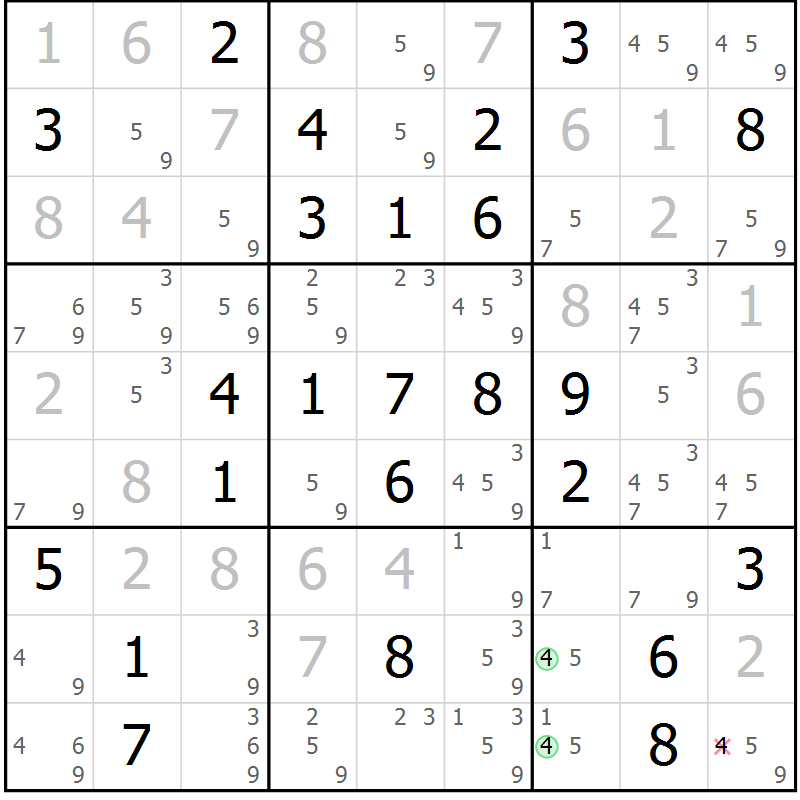 Position des candidats pour la solution de la Gr 34 page 37 du magazine de sudoku Maestro n° 087