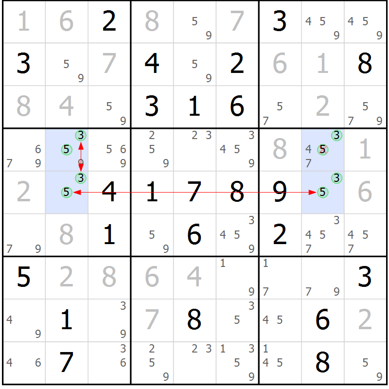 Position des candidats pour la solution de la Gr 34 page 37 du magazine de sudoku Maestro n° 087