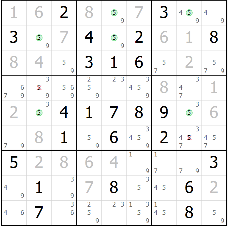 Position des candidats pour la solution de la Gr 34 page 37 du magazine de sudoku Maestro n° 087