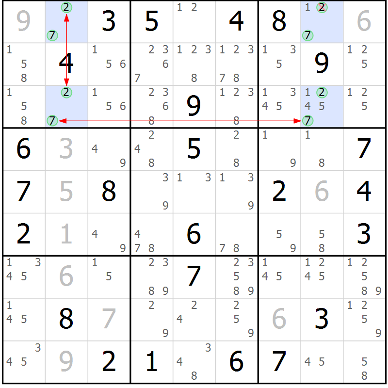 Position des candidats pour la solution de la Gr 35 page 38 du magazine de sudoku Maestro n° 087