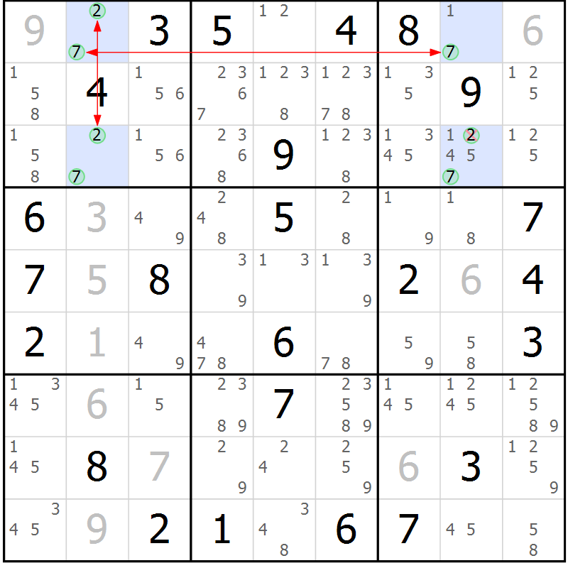 Position des candidats pour la solution de la Gr 35 page 38 du magazine de sudoku Maestro n° 087