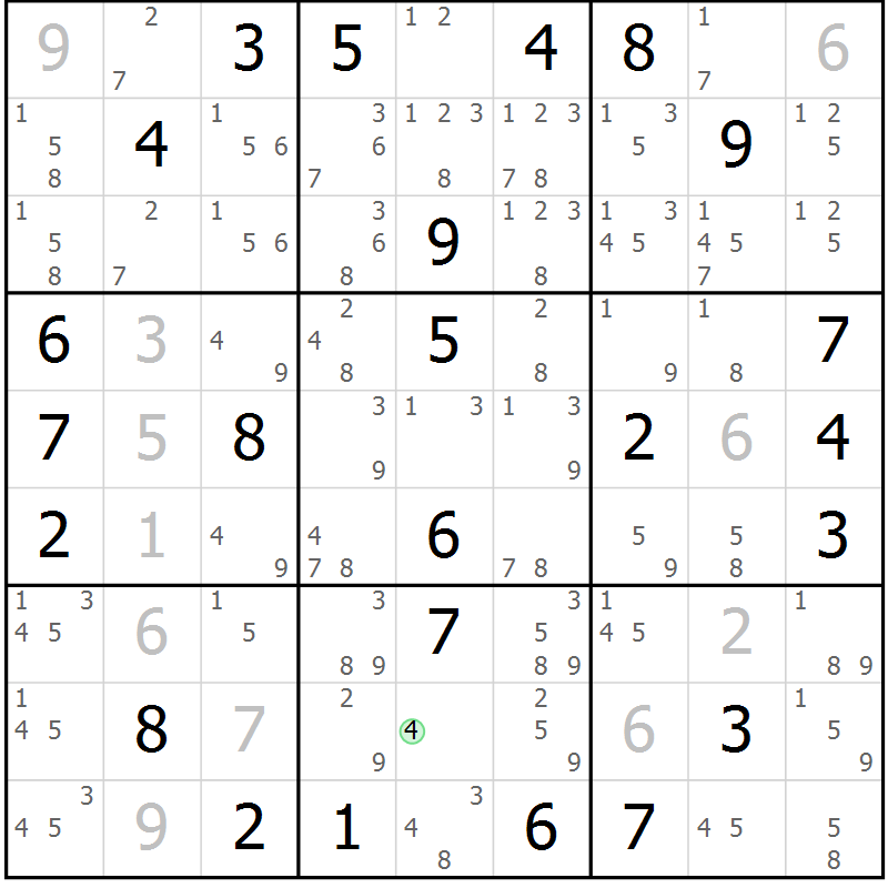 Position des candidats pour la solution de la Gr 35 page 38 du magazine de sudoku Maestro n° 087
