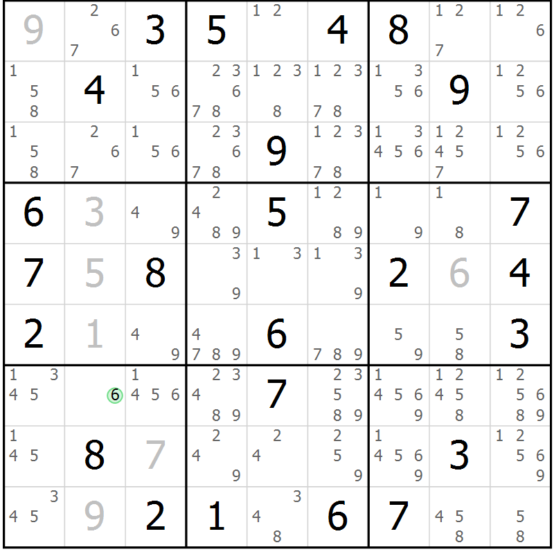 Position des candidats pour la solution de la Gr 35 page 38 du magazine de sudoku Maestro n° 087