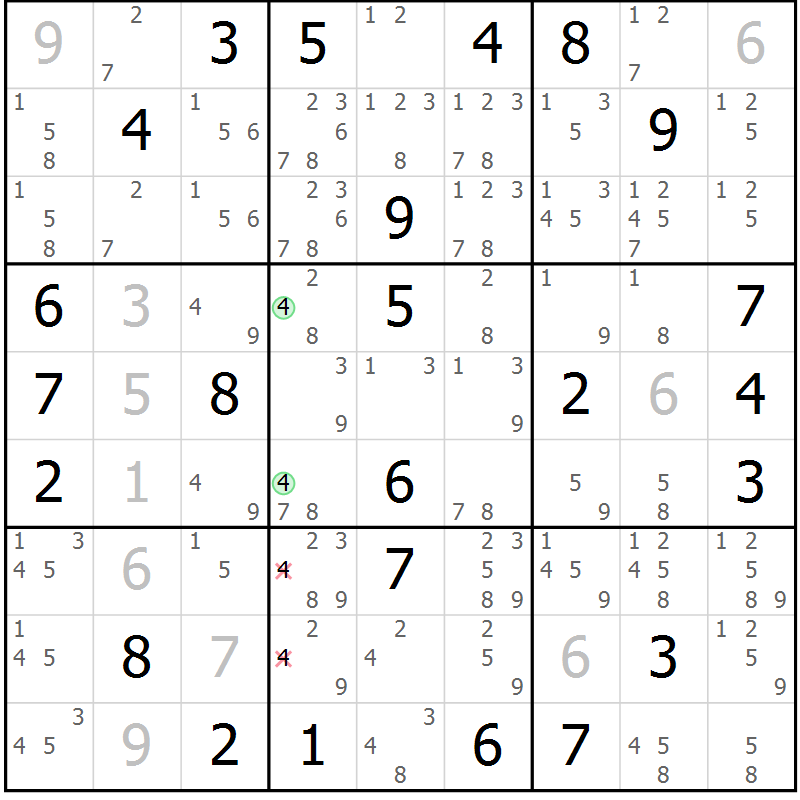 Position des candidats pour la solution de la Gr 35 page 38 du magazine de sudoku Maestro n° 087