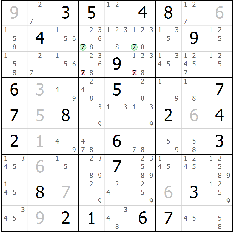 Position des candidats pour la solution de la Gr 35 page 38 du magazine de sudoku Maestro n° 087