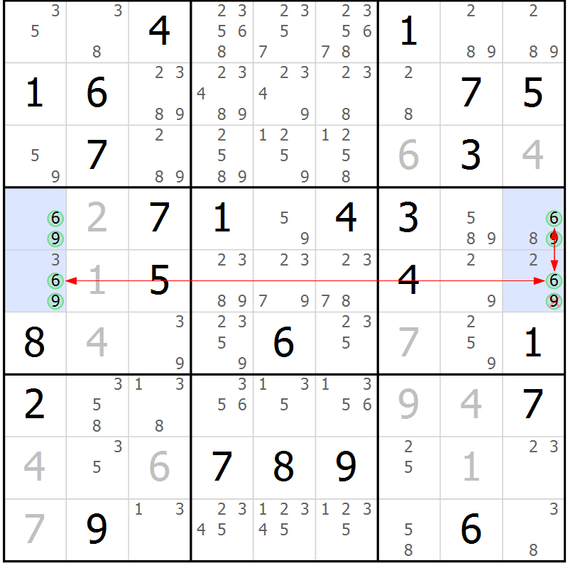 Position des candidats pour la solution de la Gr 36 page 39 du magazine de sudoku Maestro n° 087