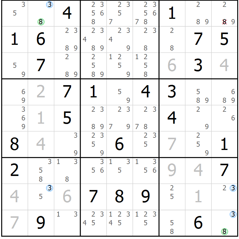 Position des candidats pour la solution de la Gr 36 page 39 du magazine de sudoku Maestro n° 087