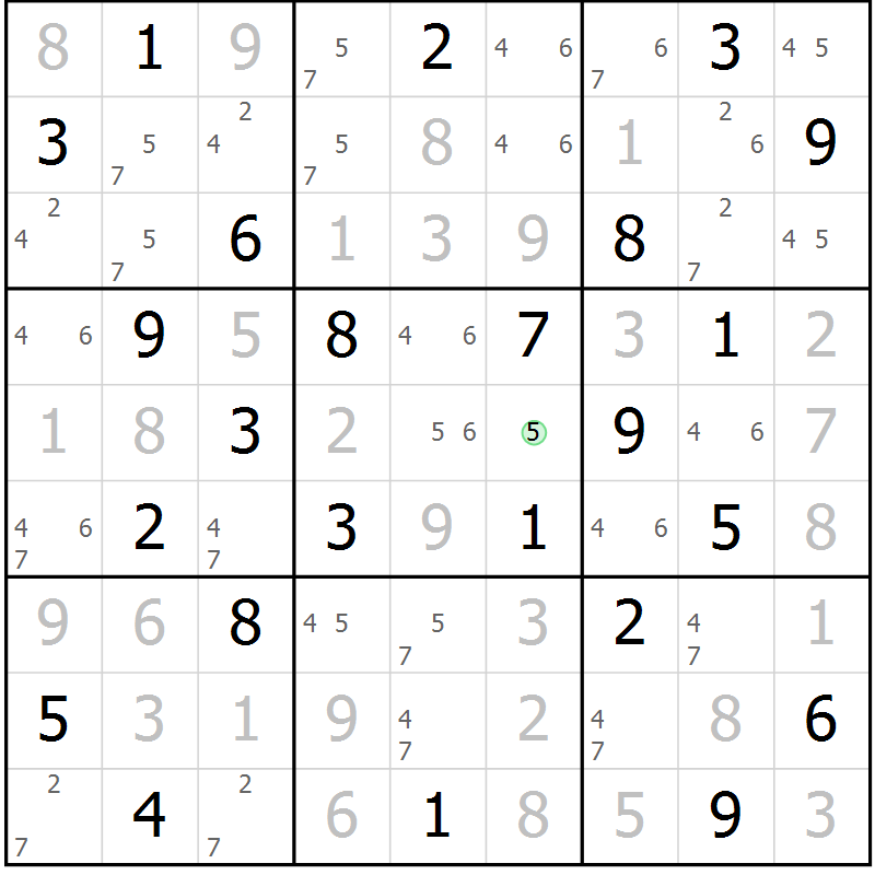 Position des candidats pour la solution de la Gr 37 page 40 du magazine de sudoku Maestro n° 087
