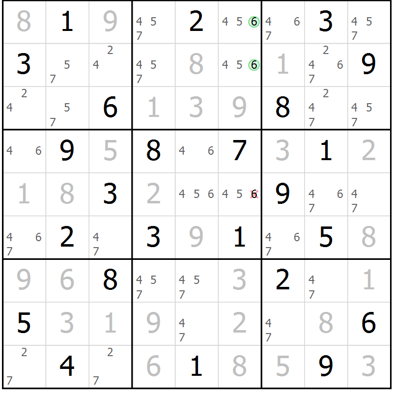 Position des candidats pour la solution de la Gr 37 page 40 du magazine de sudoku Maestro n° 087