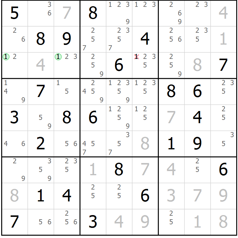 Position des candidats pour la solution de la Gr 38 page 41 du magazine de sudoku Maestro n° 087