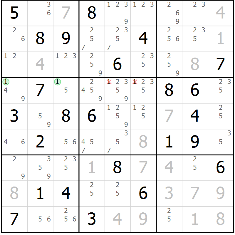 Position des candidats pour la solution de la Gr 38 page 41 du magazine de sudoku Maestro n° 087