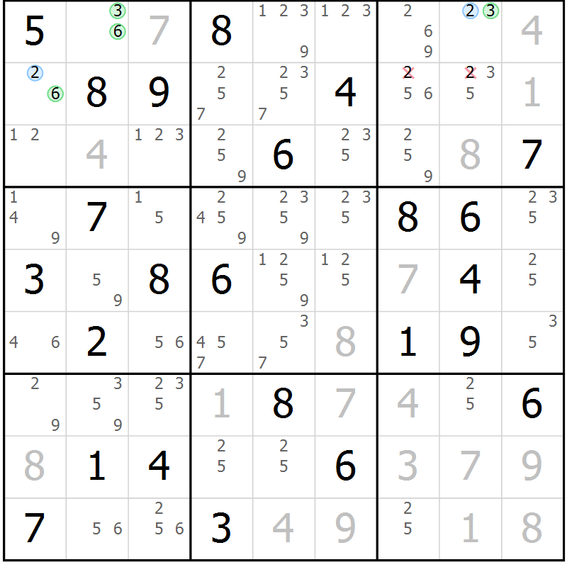 Position des candidats pour la solution de la Gr 38 page 41 du magazine de sudoku Maestro n° 087
