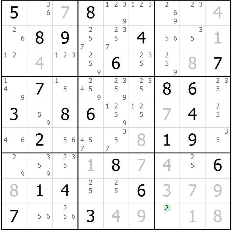 Position des candidats pour la solution de la Gr 38 page 41 du magazine de sudoku Maestro n° 087