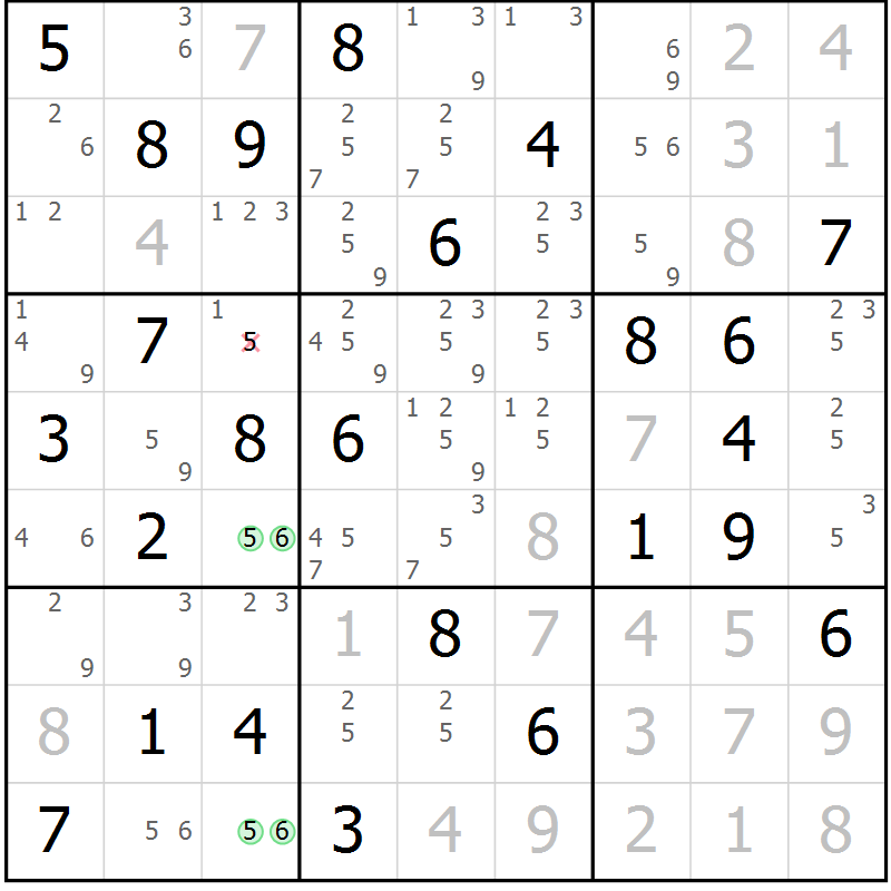 Position des candidats pour la solution de la Gr 38 page 41 du magazine de sudoku Maestro n° 087