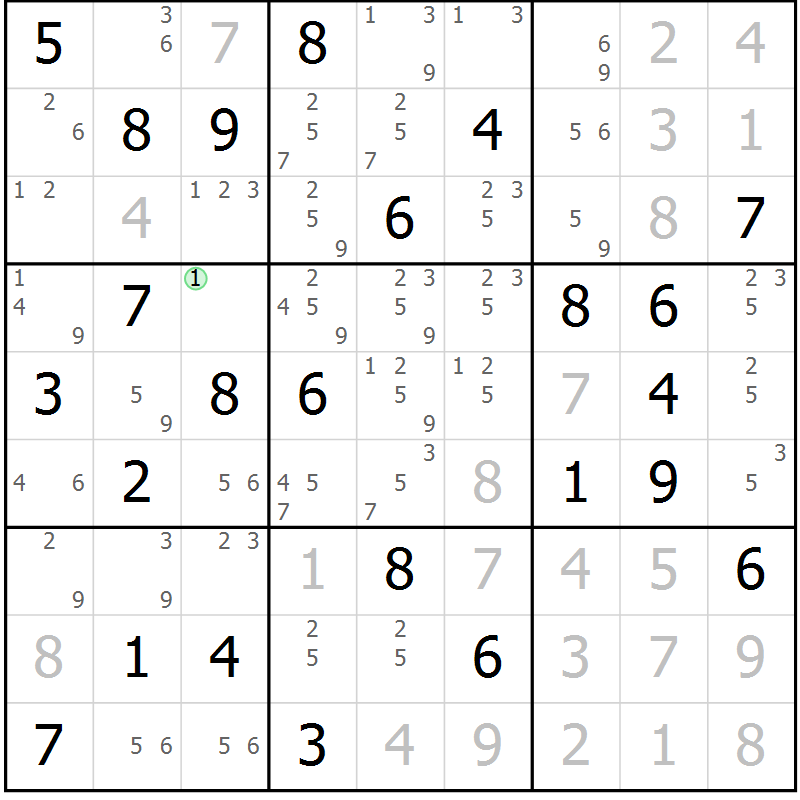 Position des candidats pour la solution de la Gr 38 page 41 du magazine de sudoku Maestro n° 087
