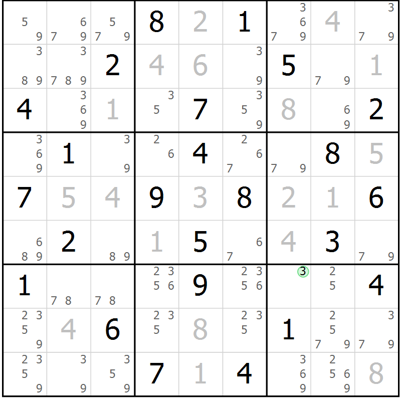 Position des candidats pour la solution de la Gr 39 page 42 du magazine de sudoku Maestro n° 087