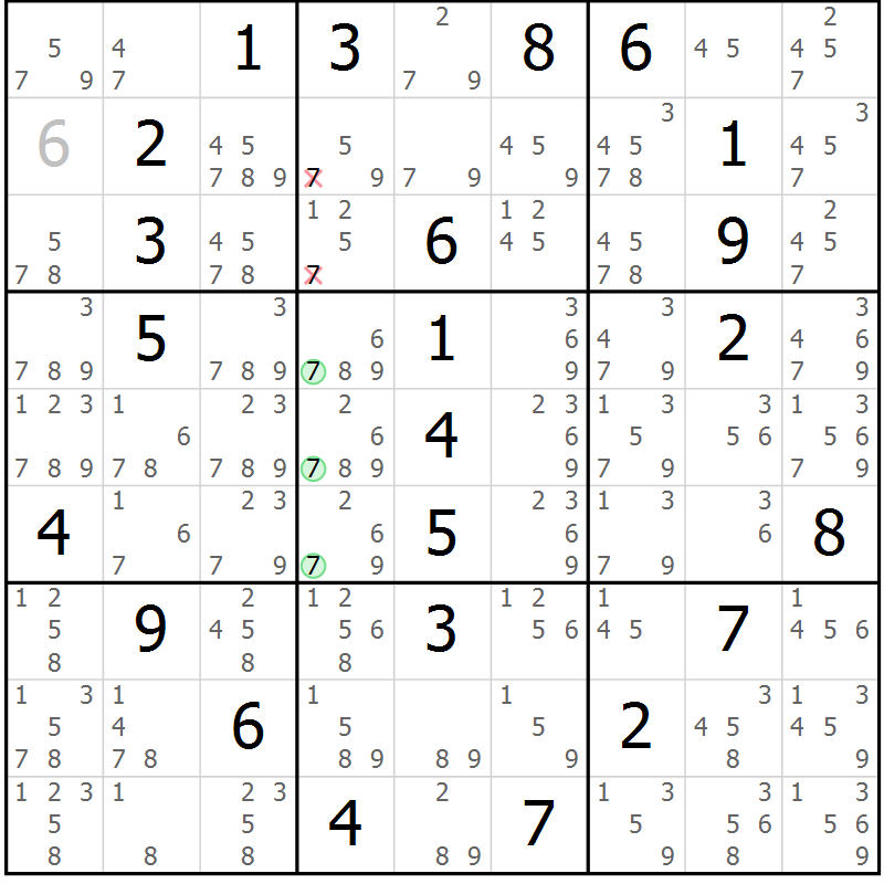 Position des candidats pour la solution de la Gr 4 page 7 du magazine de sudoku Maestro n° 087