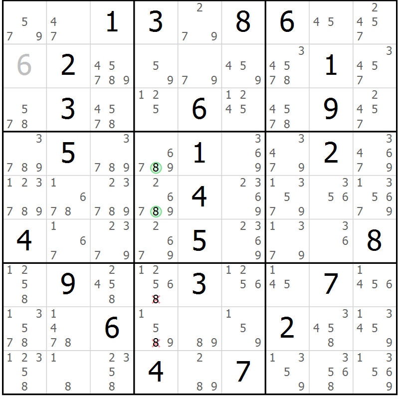 Position des candidats pour la solution de la Gr 4 page 7 du magazine de sudoku Maestro n° 087
