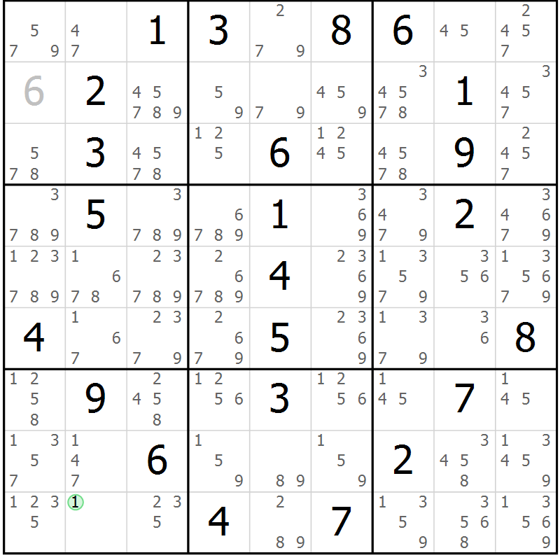Position des candidats pour la solution de la Gr 4 page 7 du magazine de sudoku Maestro n° 087