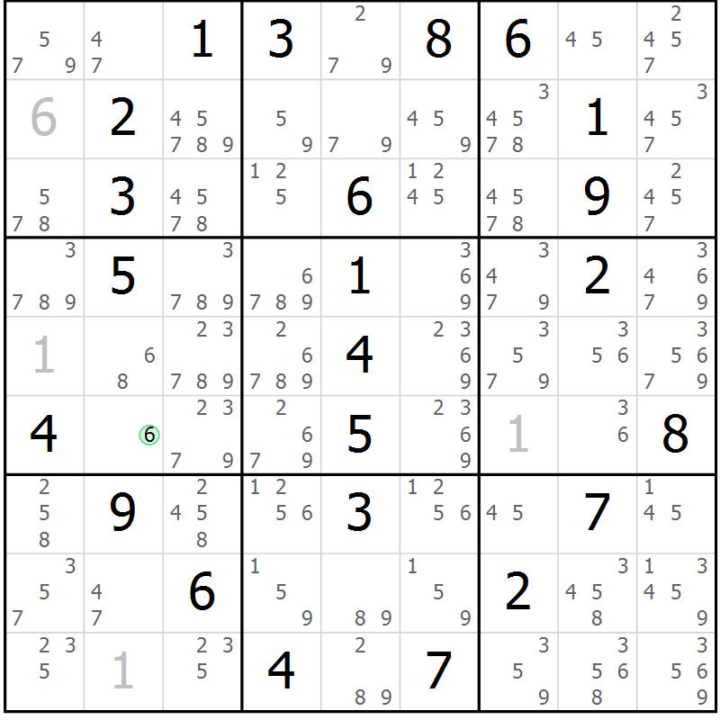 Position des candidats pour la solution de la Gr 4 page 7 du magazine de sudoku Maestro n° 087