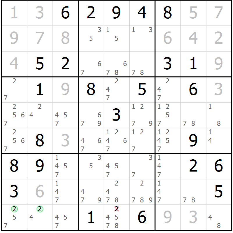 Position des candidats pour la solution de la Gr 41 page 44 du magazine de sudoku Maestro n° 087