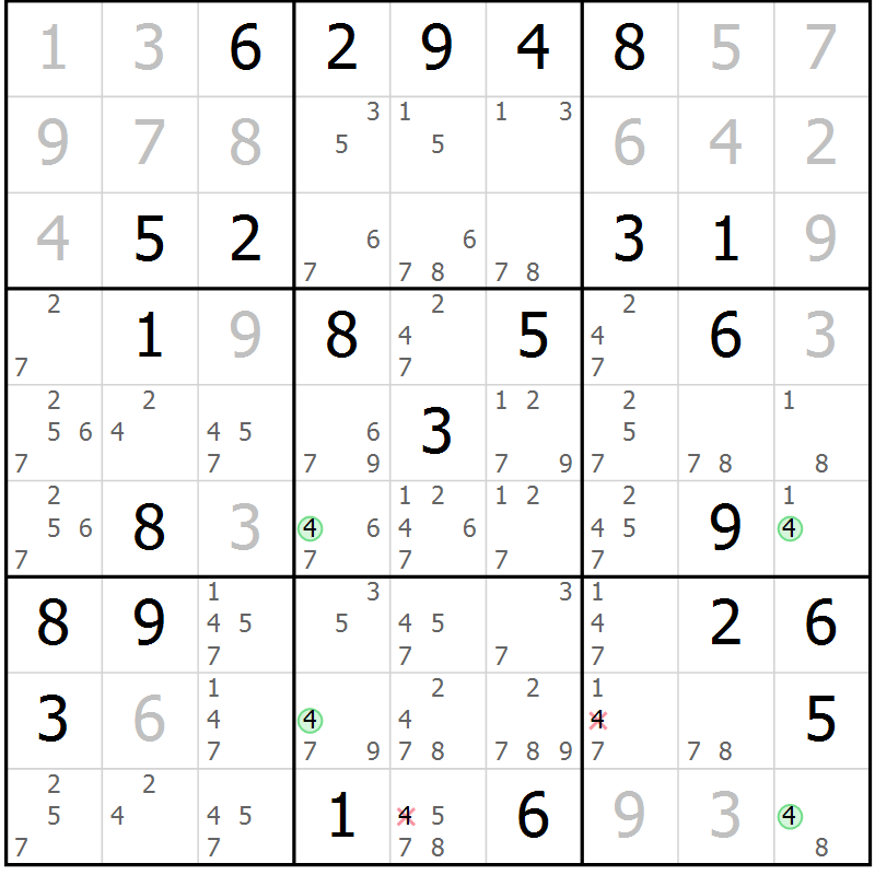 Position des candidats pour la solution de la Gr 41 page 44 du magazine de sudoku Maestro n° 087