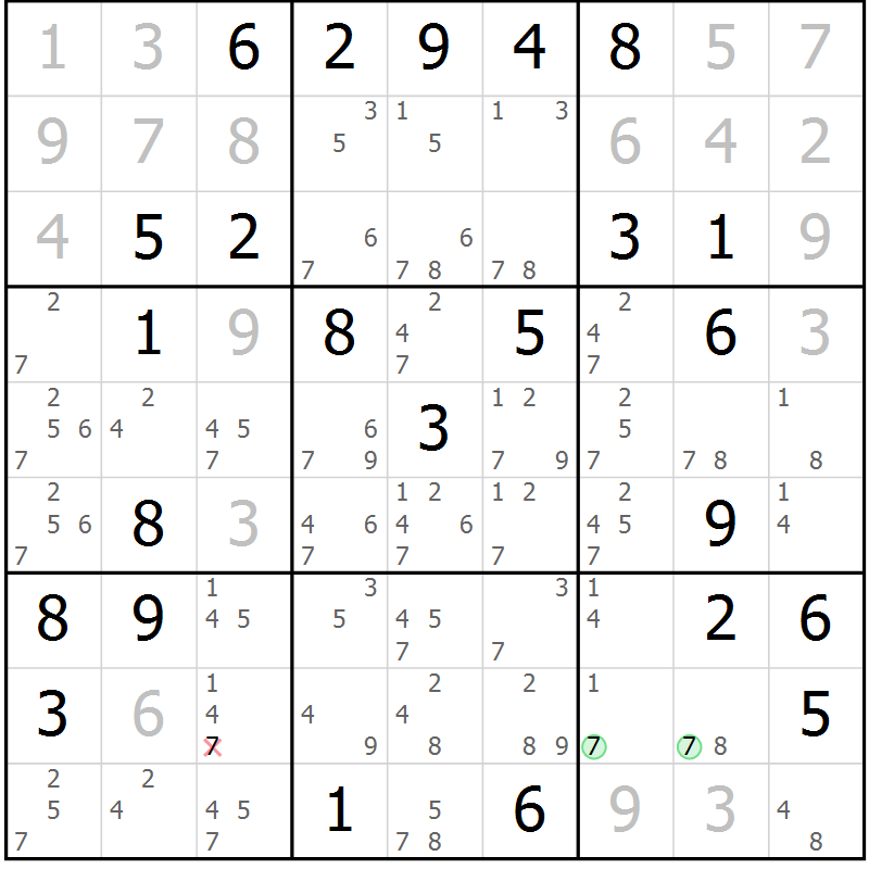 Position des candidats pour la solution de la Gr 41 page 44 du magazine de sudoku Maestro n° 087
