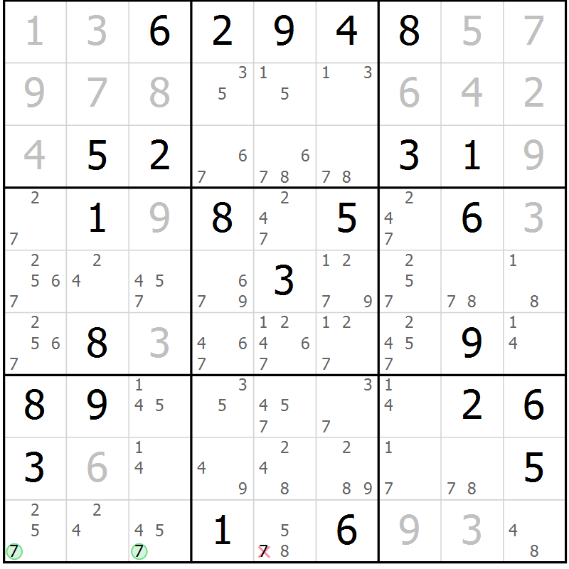 Position des candidats pour la solution de la Gr 41 page 44 du magazine de sudoku Maestro n° 087