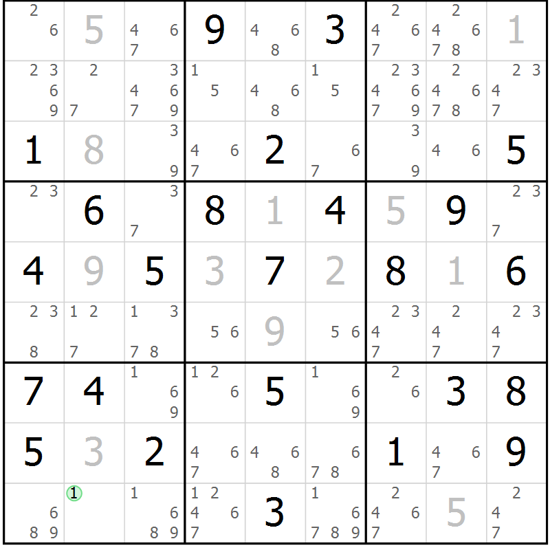 Position des candidats pour la solution de la Gr 43 page 46 du magazine de sudoku Maestro n° 087