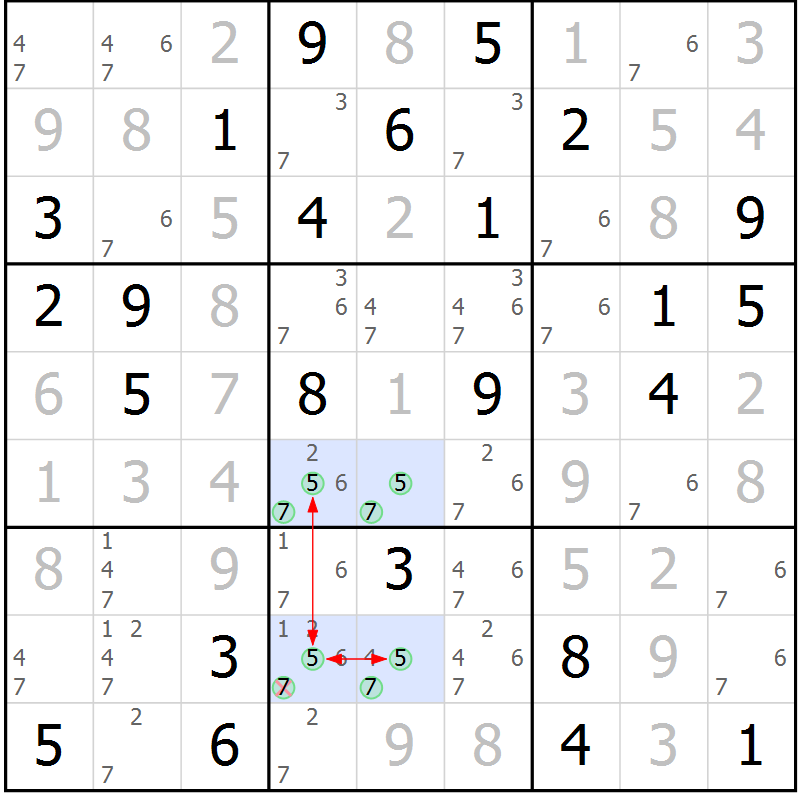 Position des candidats pour la solution de la Gr 44 page 47 du magazine de sudoku Maestro n° 087