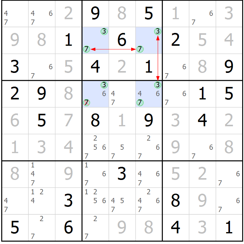 Position des candidats pour la solution de la Gr 44 page 47 du magazine de sudoku Maestro n° 087