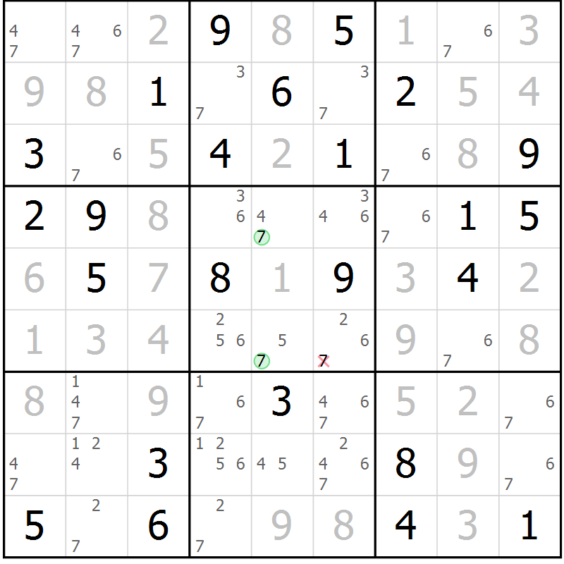 Position des candidats pour la solution de la Gr 44 page 47 du magazine de sudoku Maestro n° 087