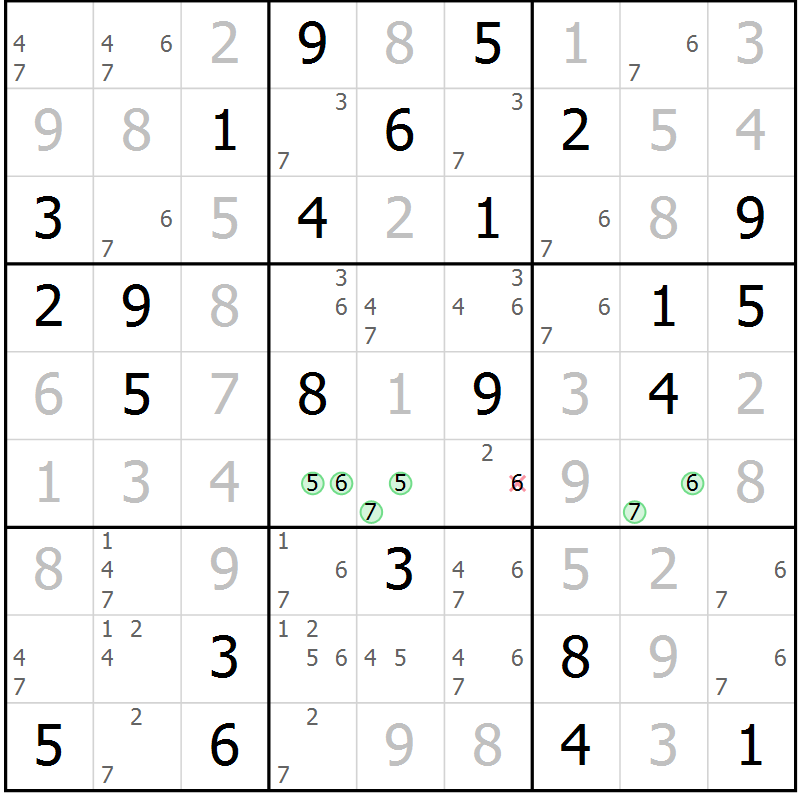Position des candidats pour la solution de la Gr 44 page 47 du magazine de sudoku Maestro n° 087