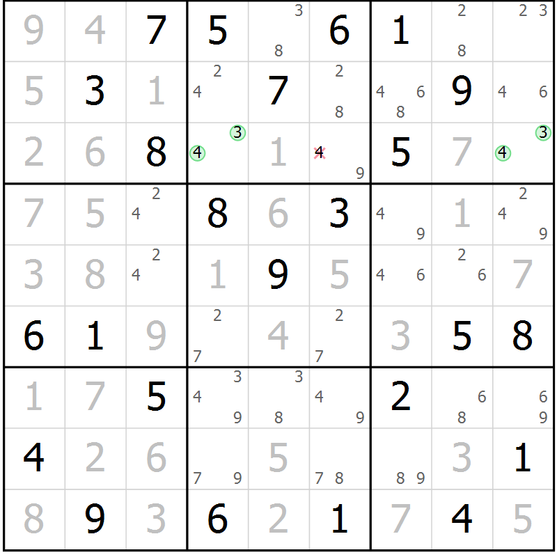 Position des candidats pour la solution de la Gr 47 page 50 du magazine de sudoku Maestro n° 087