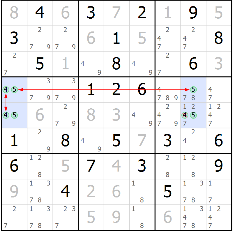 Position des candidats pour la solution de la Gr 48 page 51 du magazine de sudoku Maestro n° 087