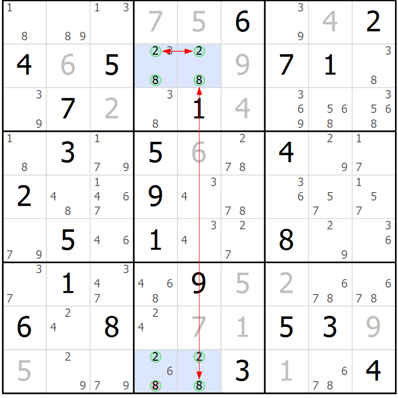 Position des candidats pour la solution de la Gr 50 page 53 du magazine de sudoku Maestro n° 087