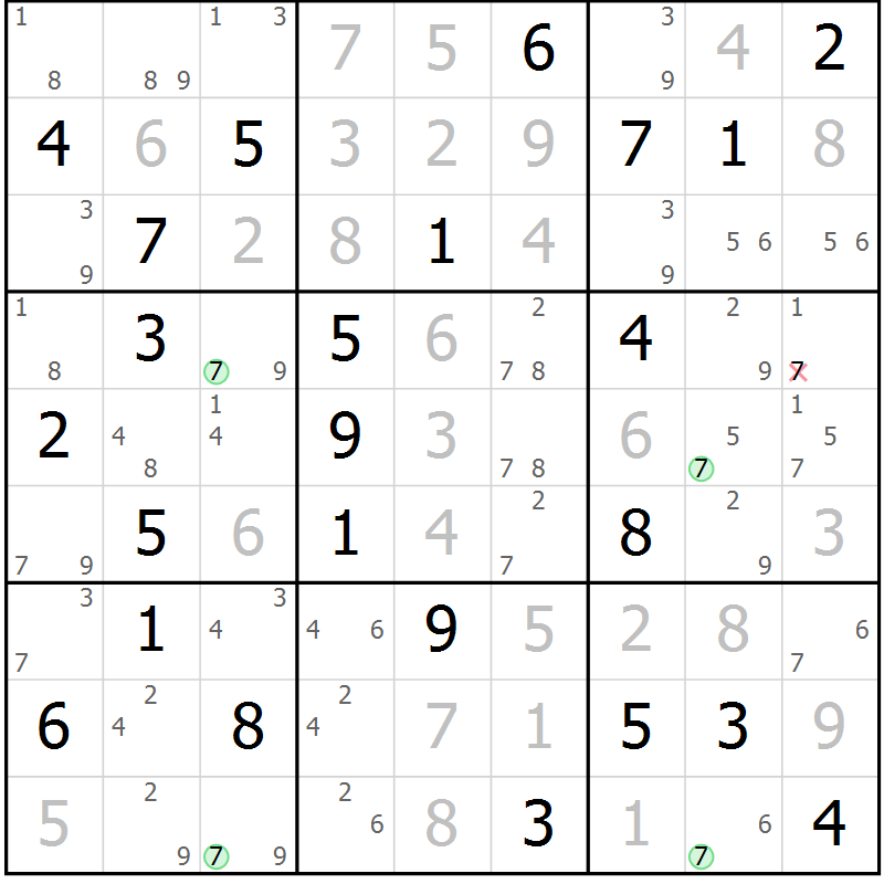 Position des candidats pour la solution de la Gr 50 page 53 du magazine de sudoku Maestro n° 087