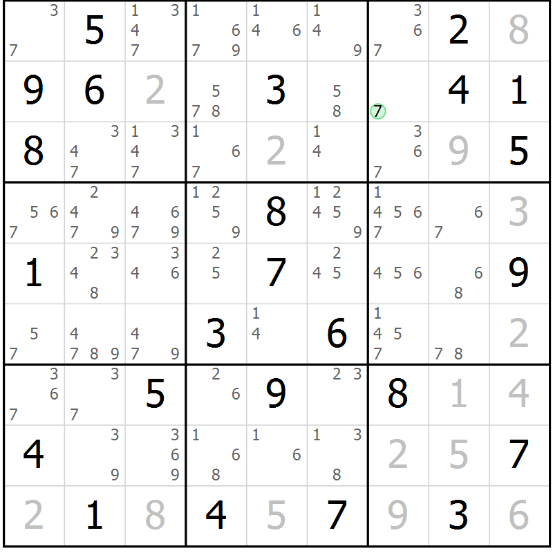 Position des candidats pour la solution de la Gr 51 page 54 du magazine de sudoku Maestro n° 087