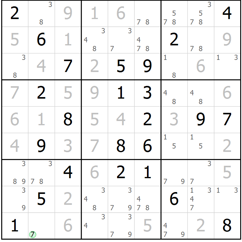 Position des candidats pour la solution de la Gr 52 page 55 du magazine de sudoku Maestro n° 087