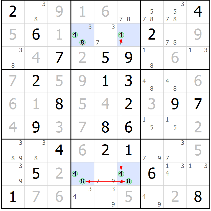 Position des candidats pour la solution de la Gr 52 page 55 du magazine de sudoku Maestro n° 087