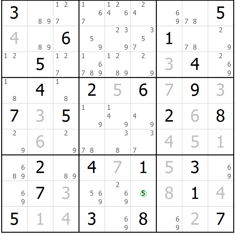 Position des candidats pour la solution de la Gr 53 page 56 du magazine de sudoku Maestro n° 087