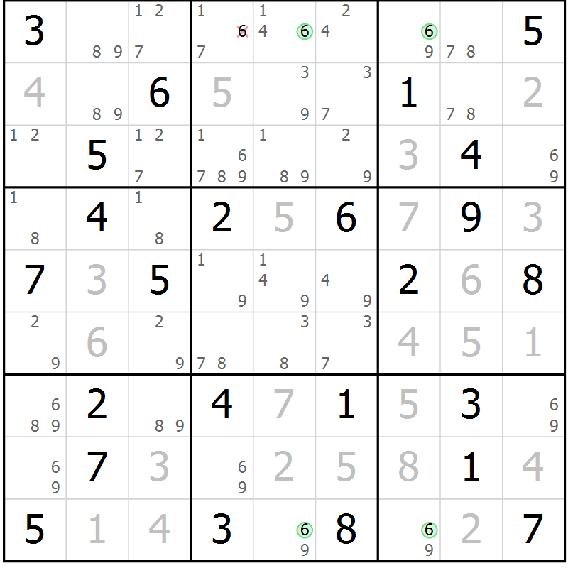 Position des candidats pour la solution de la Gr 53 page 56 du magazine de sudoku Maestro n° 087