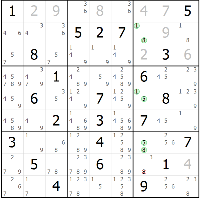 Position des candidats pour la solution de la Gr 60 page 63 du magazine de sudoku Maestro n° 087